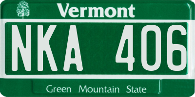 VT license plate NKA406