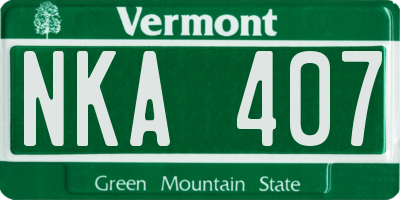 VT license plate NKA407