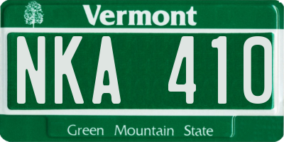 VT license plate NKA410