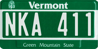 VT license plate NKA411