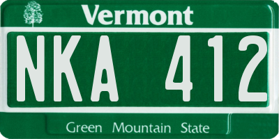 VT license plate NKA412