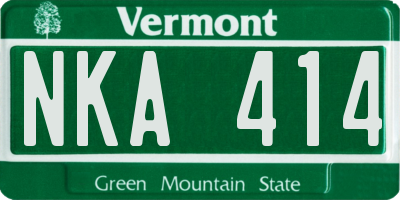 VT license plate NKA414