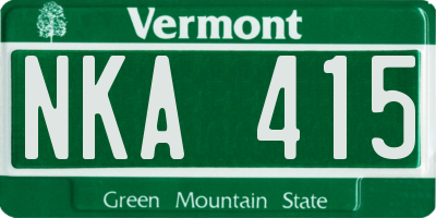 VT license plate NKA415