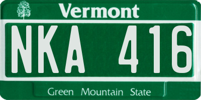 VT license plate NKA416