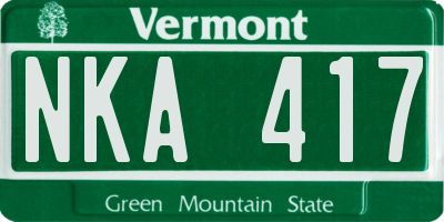 VT license plate NKA417