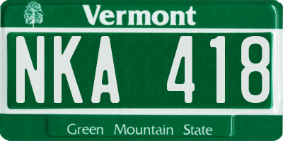 VT license plate NKA418