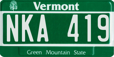 VT license plate NKA419