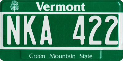 VT license plate NKA422