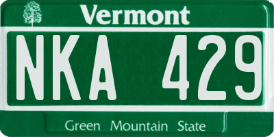VT license plate NKA429
