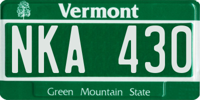 VT license plate NKA430