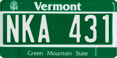 VT license plate NKA431