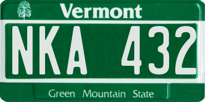 VT license plate NKA432