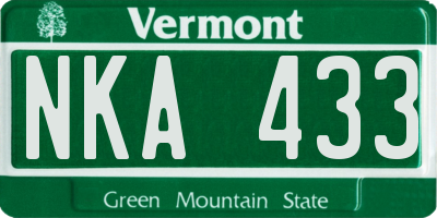 VT license plate NKA433