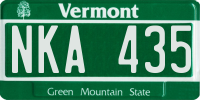 VT license plate NKA435