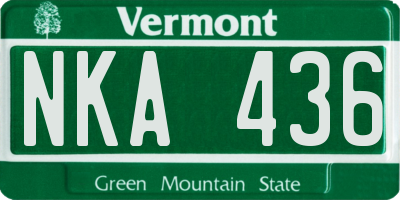 VT license plate NKA436