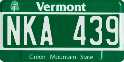 VT license plate NKA439