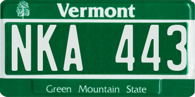 VT license plate NKA443