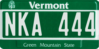 VT license plate NKA444