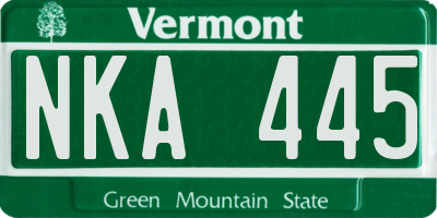 VT license plate NKA445