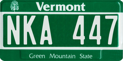 VT license plate NKA447