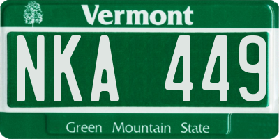 VT license plate NKA449