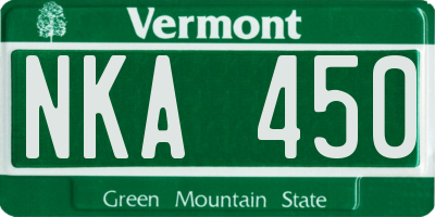 VT license plate NKA450