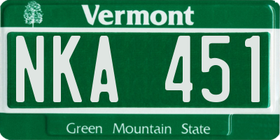 VT license plate NKA451
