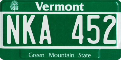 VT license plate NKA452