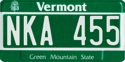 VT license plate NKA455