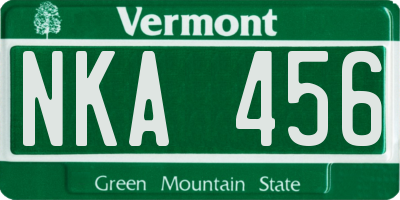 VT license plate NKA456