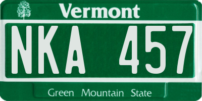 VT license plate NKA457
