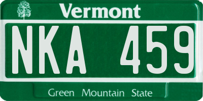 VT license plate NKA459
