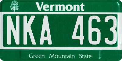 VT license plate NKA463