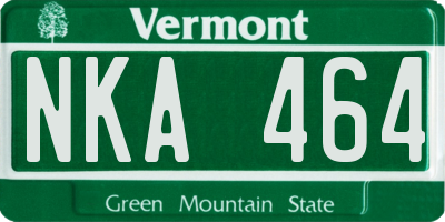 VT license plate NKA464