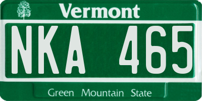 VT license plate NKA465