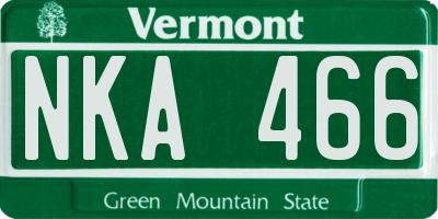 VT license plate NKA466