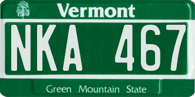 VT license plate NKA467
