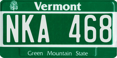 VT license plate NKA468