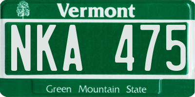 VT license plate NKA475