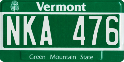 VT license plate NKA476