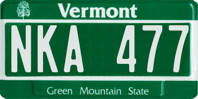 VT license plate NKA477