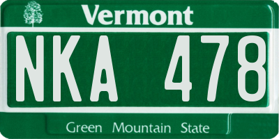 VT license plate NKA478