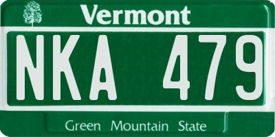 VT license plate NKA479