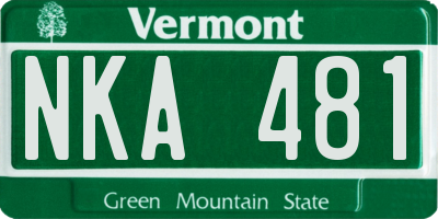 VT license plate NKA481