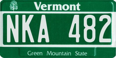 VT license plate NKA482