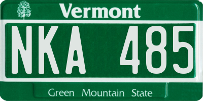 VT license plate NKA485
