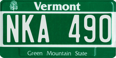 VT license plate NKA490