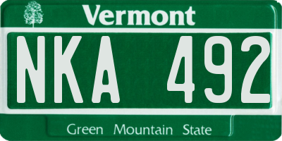 VT license plate NKA492