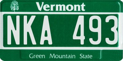 VT license plate NKA493