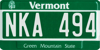 VT license plate NKA494